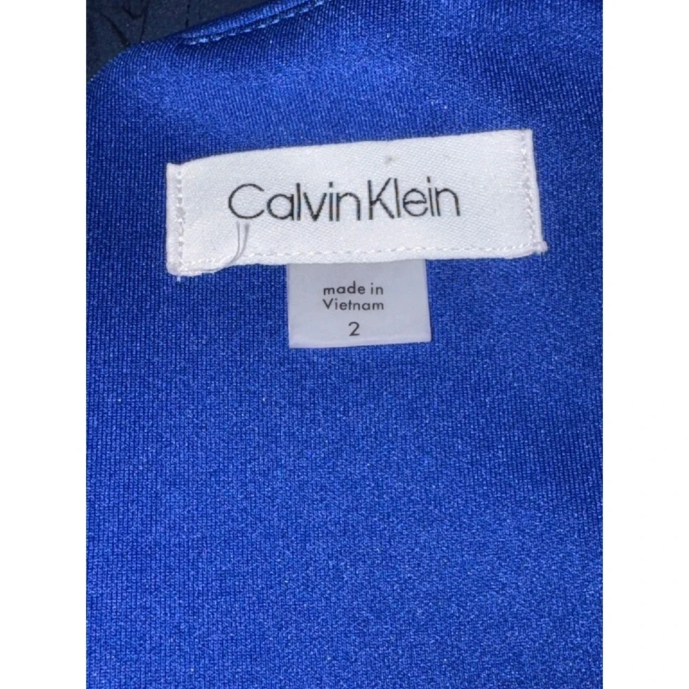 Calvin Klein Womens Royal Blue Grommet Neck Sleeveless Sheath Dress Size‎ 2
